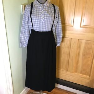 Anne Klein II Black Suspenders Pencil Skirt